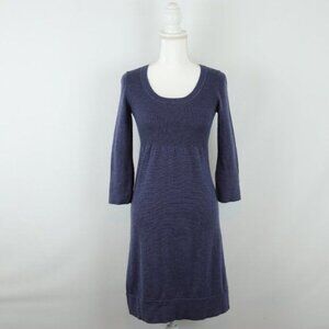 Boden Women's Size 8 Blue Tight Knit Scoop Neck 3/4 Sleeve Mini Sweater Dress